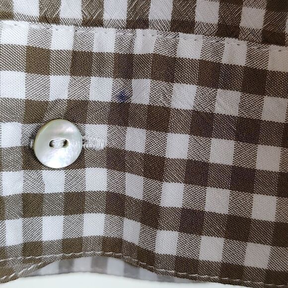 J.Jill Brown Gingham Button Down Long Sleeve Collared Blouse Top Size Small - Picture 11 of 12